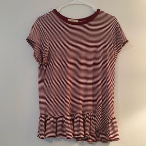 STRIPED PEPLUM TEE
